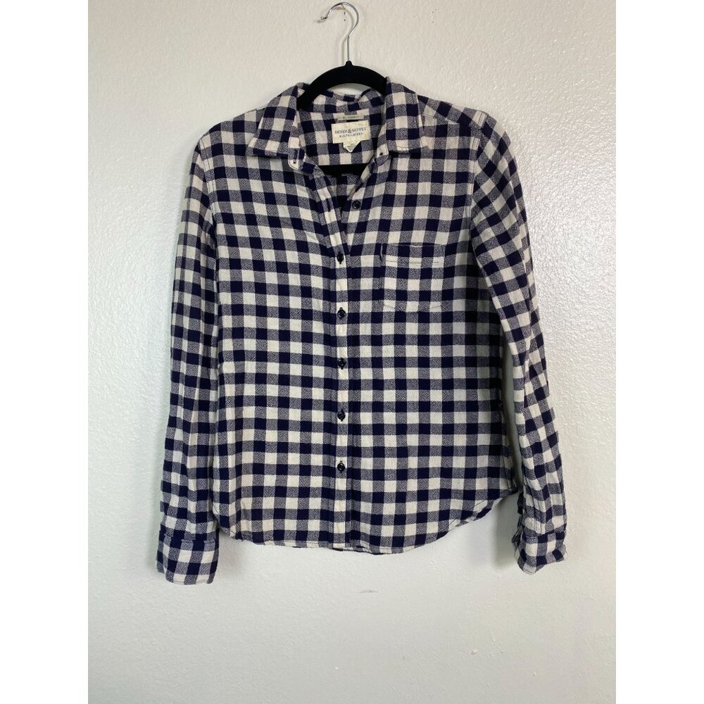 Denim & Supply Ralph Lauren RL Tomboy Plaid Button Up Long Sleeve Top size Small